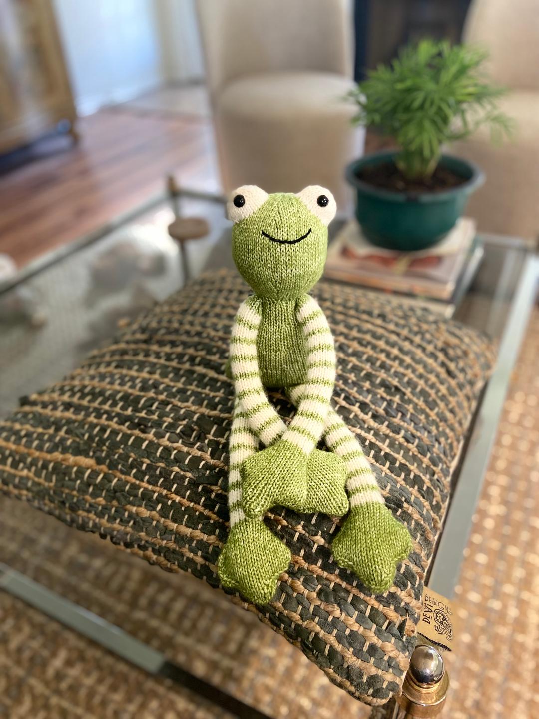 Hand Knit Cuddly Frog