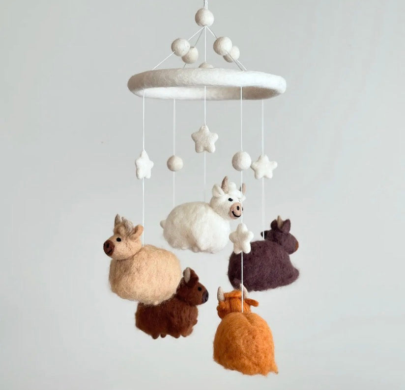 Felt Baby Mobile - Highland Cows