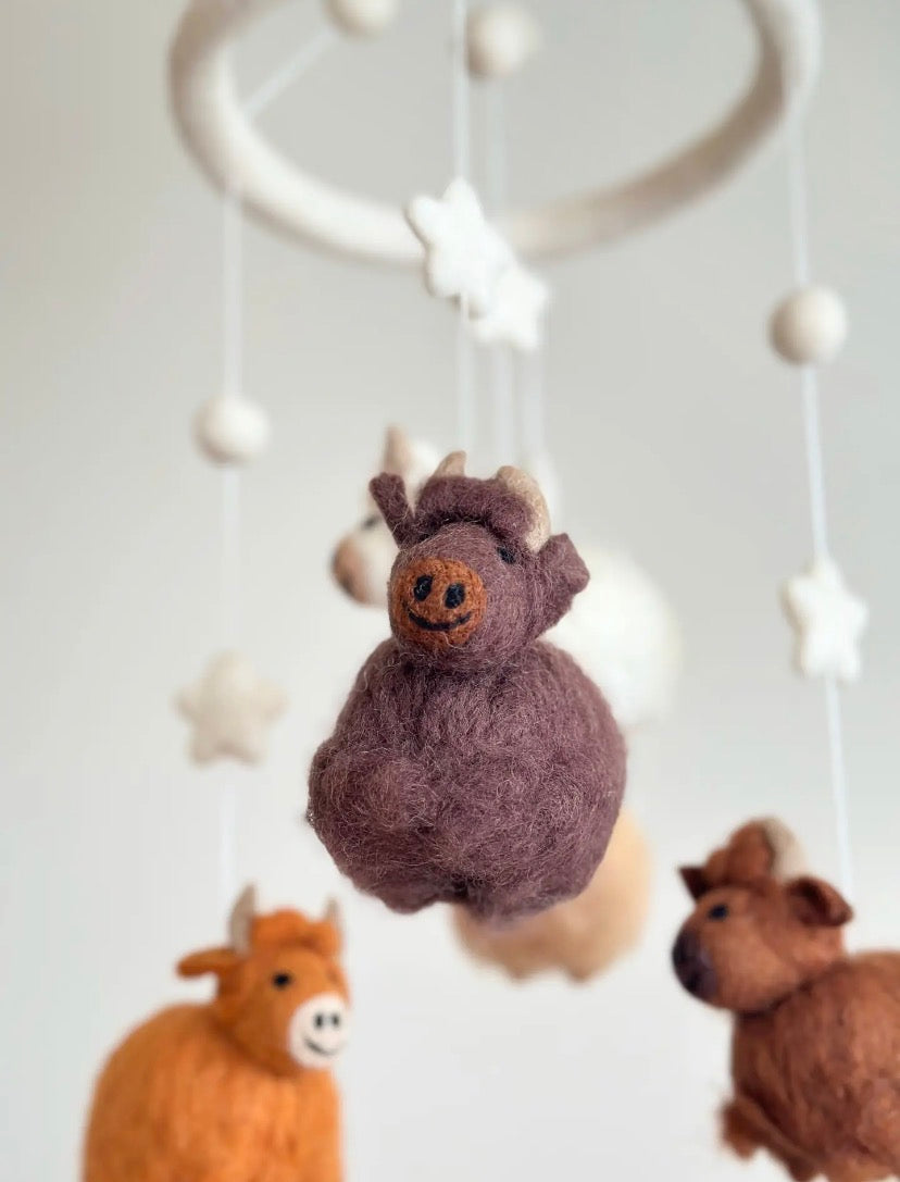 Felt Baby Mobile - Highland Cows