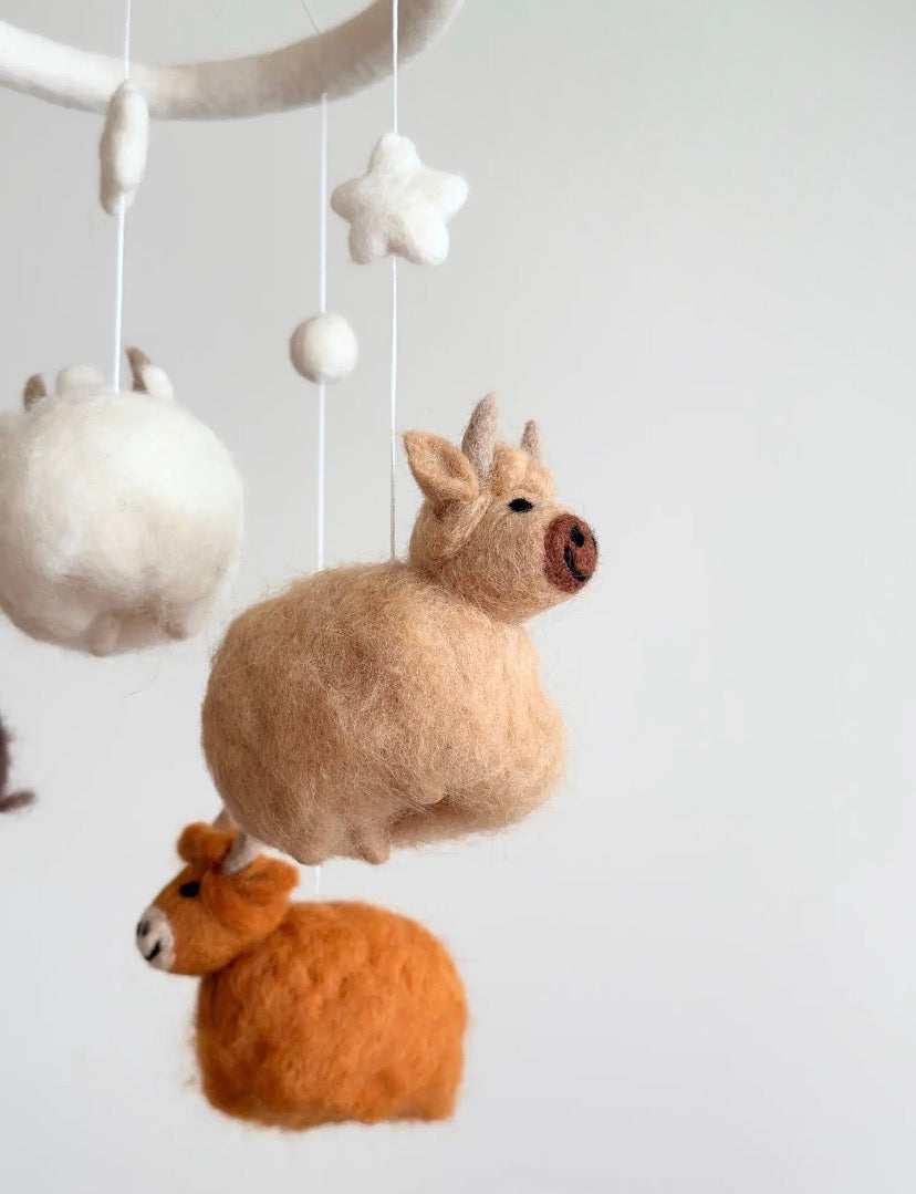 Felt Baby Mobile - Highland Cows
