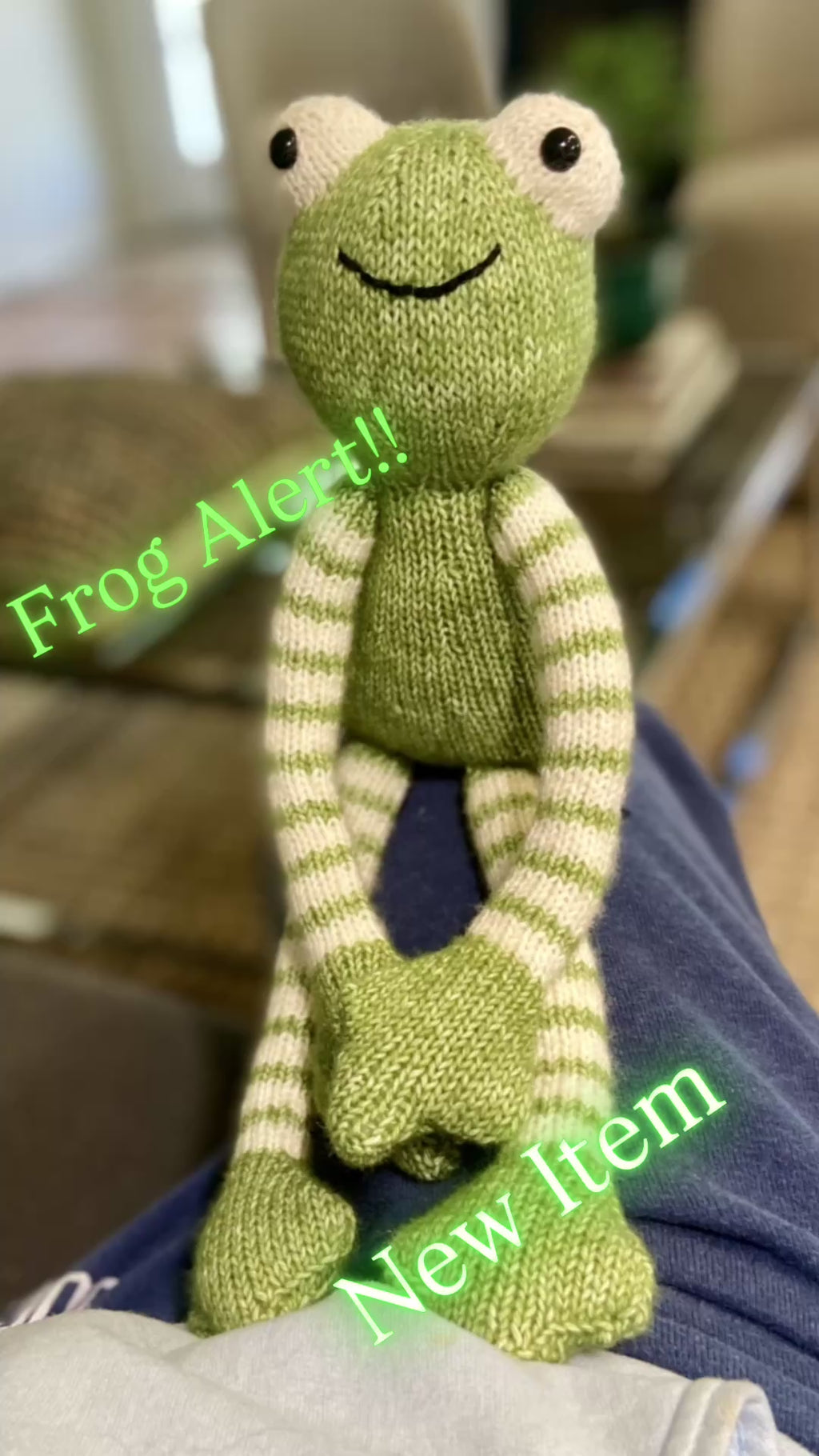 Hand Knit Cuddly Frog