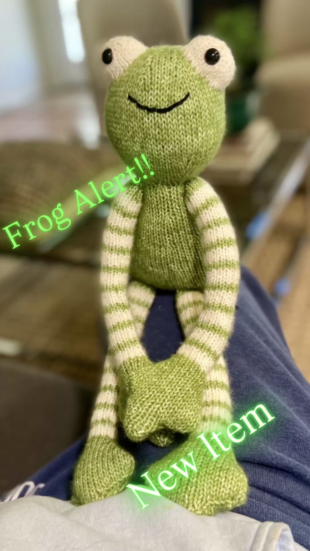 Hand Knit Cuddly Frog